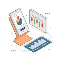 Financial Analysis isometric Illustration. EPS 10 file vector