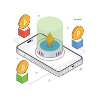 Bitcoin visual Isometric Illustration. EPS 10 file vector