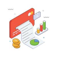 Investment Report Isometric Illustration. EPS 10 file vector
