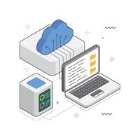 Data Center Cloud Sync Isometric Illustration. EPS 10 File vector