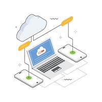 Server Monitoring Isometric Illustration. EPS 10 File vector