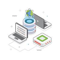 Hosting via Cloud Infrastructure Isometric Illustration. EPS 10 File vector