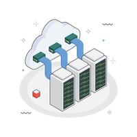 High-Speed Cloud Network Isometric Illustration. EPS 10 File vector