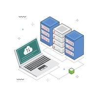 Server Synchronization Isometric Illustration. EPS 10 File vector