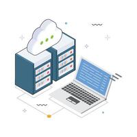 Multiple Servers Linked to Cloud Isometric Illustration. EPS 10 File vector