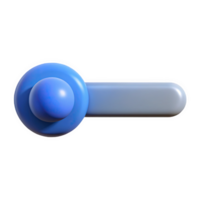 3 D Render of a Horizontal Slider Bar with a Pastel Gray Track and a Blue Knob isolated on a transparent background png