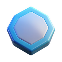 3 D Render of a Pastel Blue Hexagonal Tile with Beveled Edges and a Lighter Blue Center isolated on a transparent background png