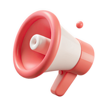 3 d render do uma pastel Rosa e branco megafone ícone com arredondado arestas e uma pequeno Rosa lidar com suave arredondado Projeto isolado em uma transparente fundo png