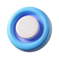 3 D Render Pastel Blue Radio Button Icon White Center Circle Soft Light Blue Inner Ring Circular Shape Graphic Element isolated on a transparent background png