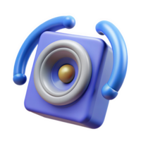 3d rendering of a purple speaker with blue handles and a gold center isolated on a transparent background png