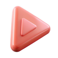 3d rounded triangular play button icon in coral pink isolated on a transparent background triangle png
