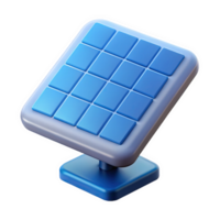 3d solar panel icon with grid cells and a tilted frame isolated on a transparent background energy power png