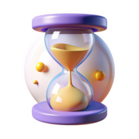 Pastel 3 D Hourglass Icon with Soft Glass Bulbs and Abstract Background isolated on a transparent background png