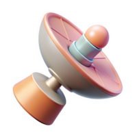 Pastel Pink and Beige 3 D Satellite Icon with Extended Panels and Antenna Isolated on a transparent background png