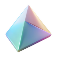 Smooth 3 D Triangular Prism with Soft Pastel Iridescent Colors isolated on a transparent background geometric png