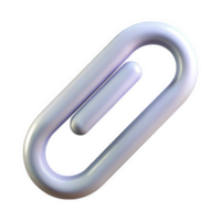 Three dimensional paperclip icon soft pastel silver tone smooth surface attachment symbol isolated on a transparent background png