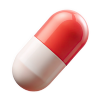 Two Tone Pastel Red and White 3 D Capsule Pill Icon Render Isolated on a transparent background image png