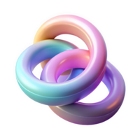 Three Interlocking Pastel Rings Smooth 3 D Render Light Blue Pink Purple Gradient Mobile Wallpaper isolated on a transparent background png