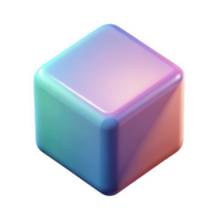 3 D Pastel Cube Icon Soft Rounded Edges Gradient Pink Blue Cyan Colors isolated on a transparent background png