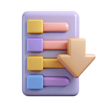 3 D Pastel Dropdown Menu with Layered Rectangles and a Down Arrow Icon isolated on a transparent background png