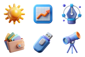 Sun Graph Pen Wallet Flash Drive Telescope isolated on a transparent background orange yellow png