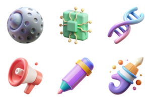 Science technology communication art icons isolated on a transparent background image png