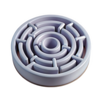 3 D Render of a Circular Maze Icon with Raised Pastel Gray Walls and a Central Opening isolated on a transparent background png