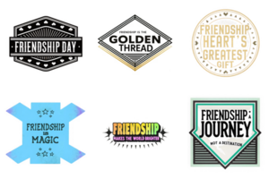 Friendship day celebration graphics with varied designs and colors isolated on a transparent background png