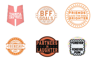 Friendship celebration graphics with text and decorative elements isolated on a transparent background png