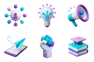 Network connection idea communication education and success icons isolated on a transparent background png