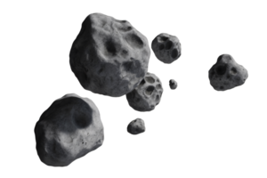 Asteroid field in space a high-resolution render of gray rocks floating in the black void ideal for science fiction backgrounds, transparent background png