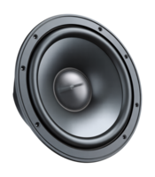 High quality audio speaker with a sleek black design perfect for home theater systems or professional audio setups a detailed close up view showcasing its impressive construction and audio technology png