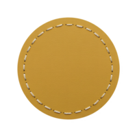 Mustard Yellow Leather Label with Stitched Edge Perfect for Branding Design Projects and Craft Applications, transparent background png