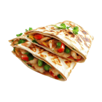 a stack of three burritos with vegetables and cheese png