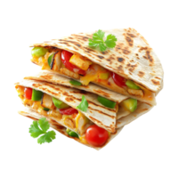a stack of quesadillas with vegetables and cheese png
