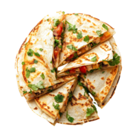 a plate with several quesadillas cut into slices png
