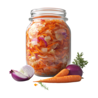 a jar of pickled vegetables and onions on a transparent background png