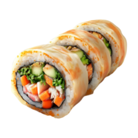 sushi roll with vegetables and meat on it png
