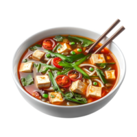 chinese soup with tofu and vegetables on a transparent background png