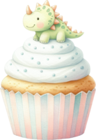 Cute Dinosaur Cupcake for a Birthday png