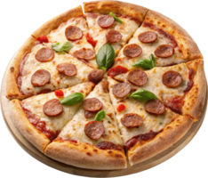 Sausage topped pizza slice on a white background png