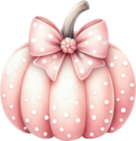 Coquette Whimsical pink pumpkin with polka dots and bow png