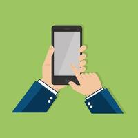 Two Hands Holding Smartphone Flat Design vector
