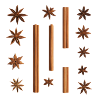 Aromatic Cinnamon Sticks and Star Anise PNG Against Transparent Background for Spices, Culinary Design, or Herbal Medicine Promotions
