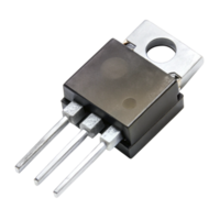 Detailed view of a modern MOSFET transistor showcasing semiconductor technology and construction on white png