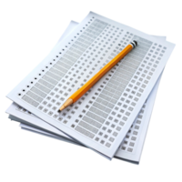 Answer sheets with pencils arranged for academic testing, perfect for education and learning materials themes png