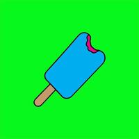 an ice cream stick with pink and blue colors on a green background vector
