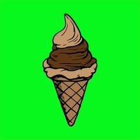 ice cream in a waffle cone on a green screen vector