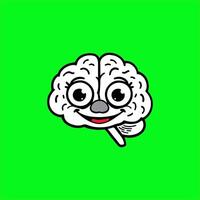 a cartoon brain with eyes and a smile on a green background vector
