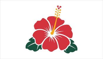 Hibiscus Flower Illustration with Red Petals vector